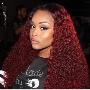 Burgundy synthetic wig